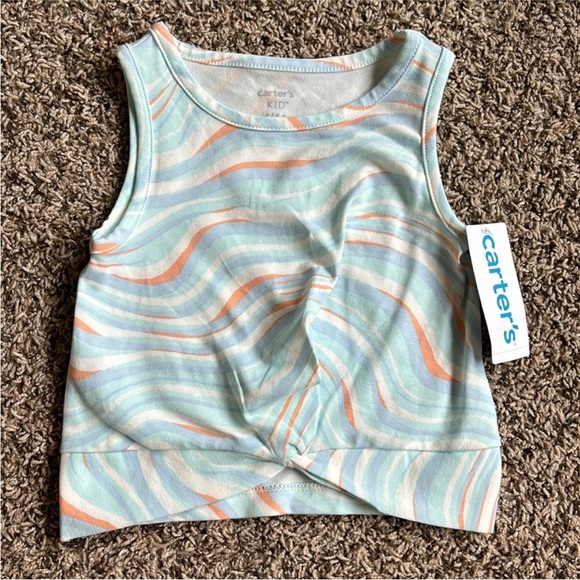 Carter's Other - Carter’s Light Blue and Orange Swirl Twist Tank Top, size 4
